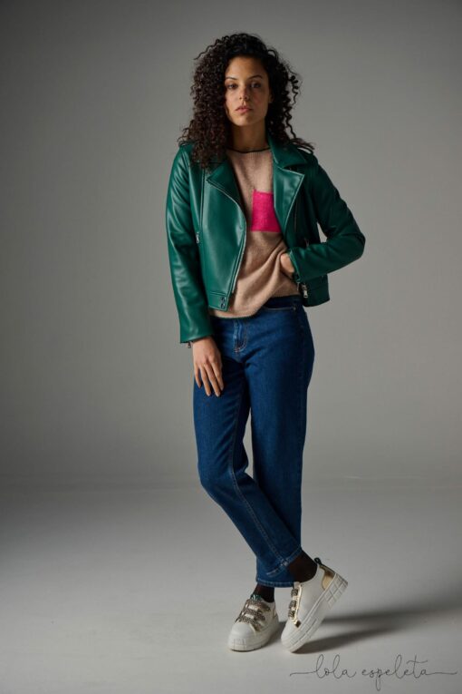Cazadora biker esmeralda