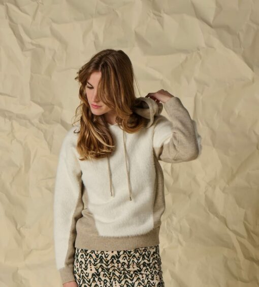 Jersey capucha pelito beige tostado - Imagen 2