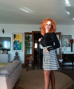 Falda evasé, pata de gallo