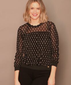Blusa tull, rayos. Negro