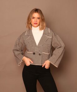 Chaqueta solapas, crudo/negro