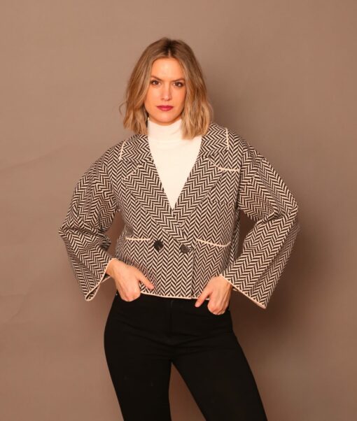 Chaqueta solapas, crudo/negro