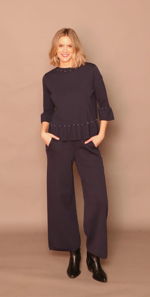 Conjunto perlas, marino pantalón/jersey