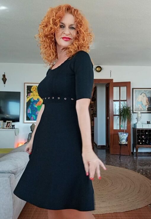 Vestido corto tachas, negro - Imagen 2