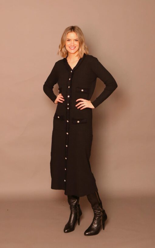 Conjunto Chanel, negro, chaqueta/falda