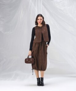 Conjunto falda/chaleco, marrón