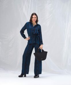 Conjunto pantalón/camisa, animal print, azul