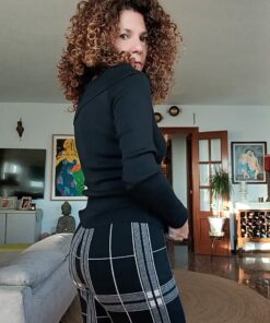 Pantalón cuadros, negro/moka. Punto