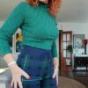 Pantalón cuadros, azul, punto