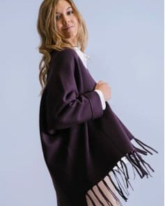 Chaqueta flecos, morado