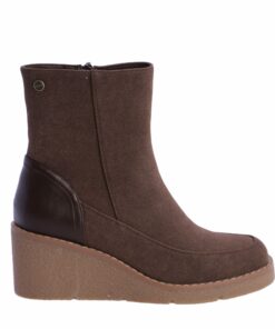 Botines cuña ,serraje, marrón