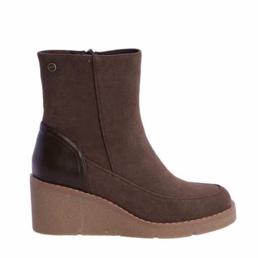 Botines cuña ,serraje, marrón