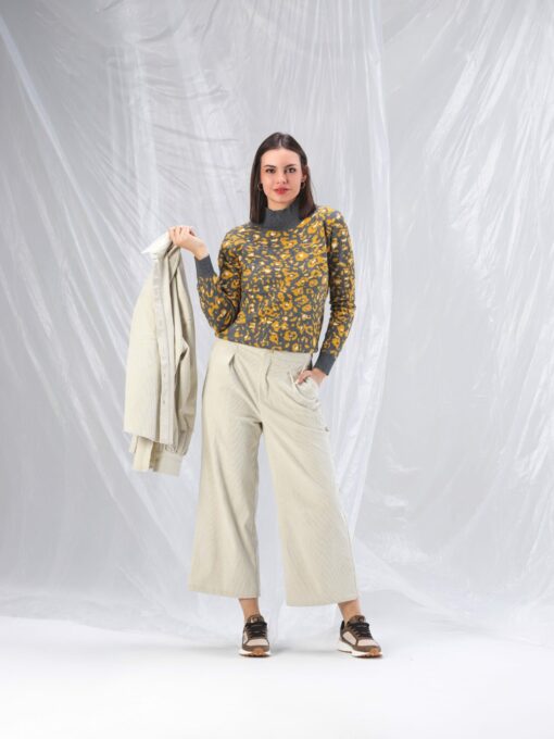 Suéter print gris /amarillo