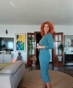 Alternative view of Vestido canalé azul
