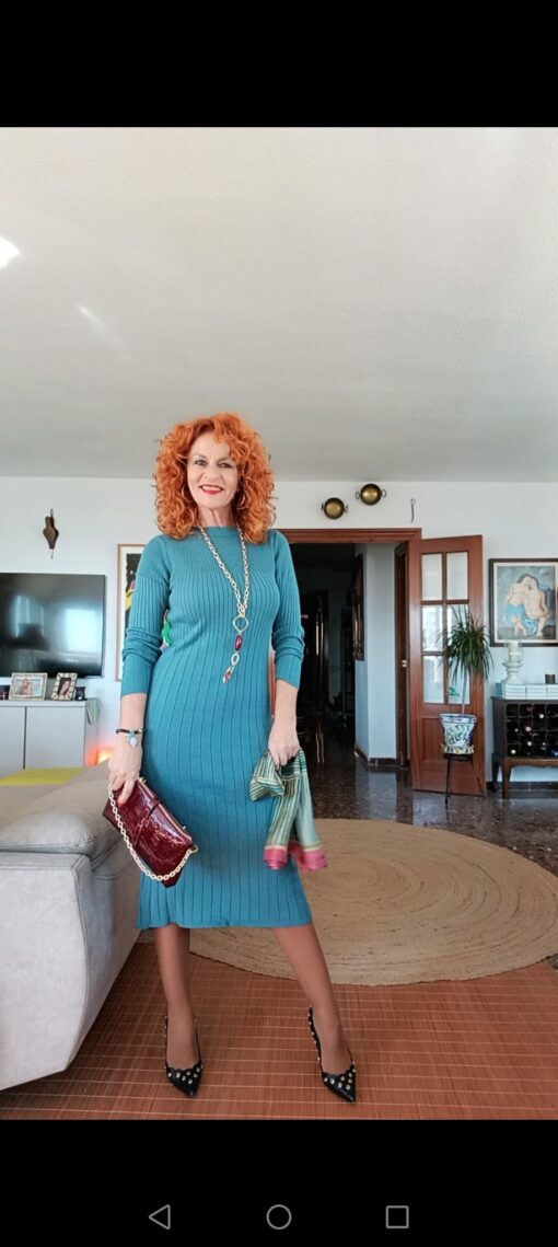 Vestido canalé azul