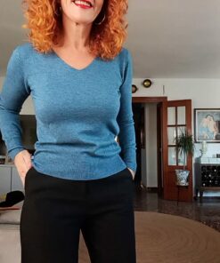 Jersey básico cuello pico azul
