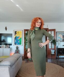 Alternative view of Vestido canalé kaki