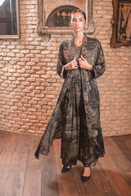 Conjunto Cúrcuma Kurta Negro, 3 piezas