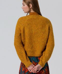 Alternative view of Jersey cuello redondo, manga ranglán abullonada Mostaza