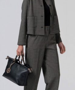 Pantalones rectos en pata de gallo. Negro