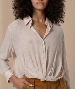 Camisa con bajo drapeado Crudo