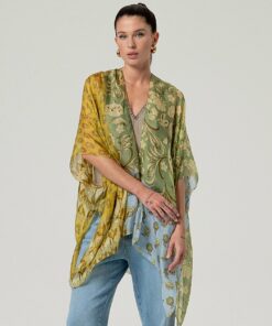 Kaftan abierto estampado verde