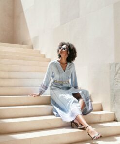 Vestido camisero largo Azul celeste