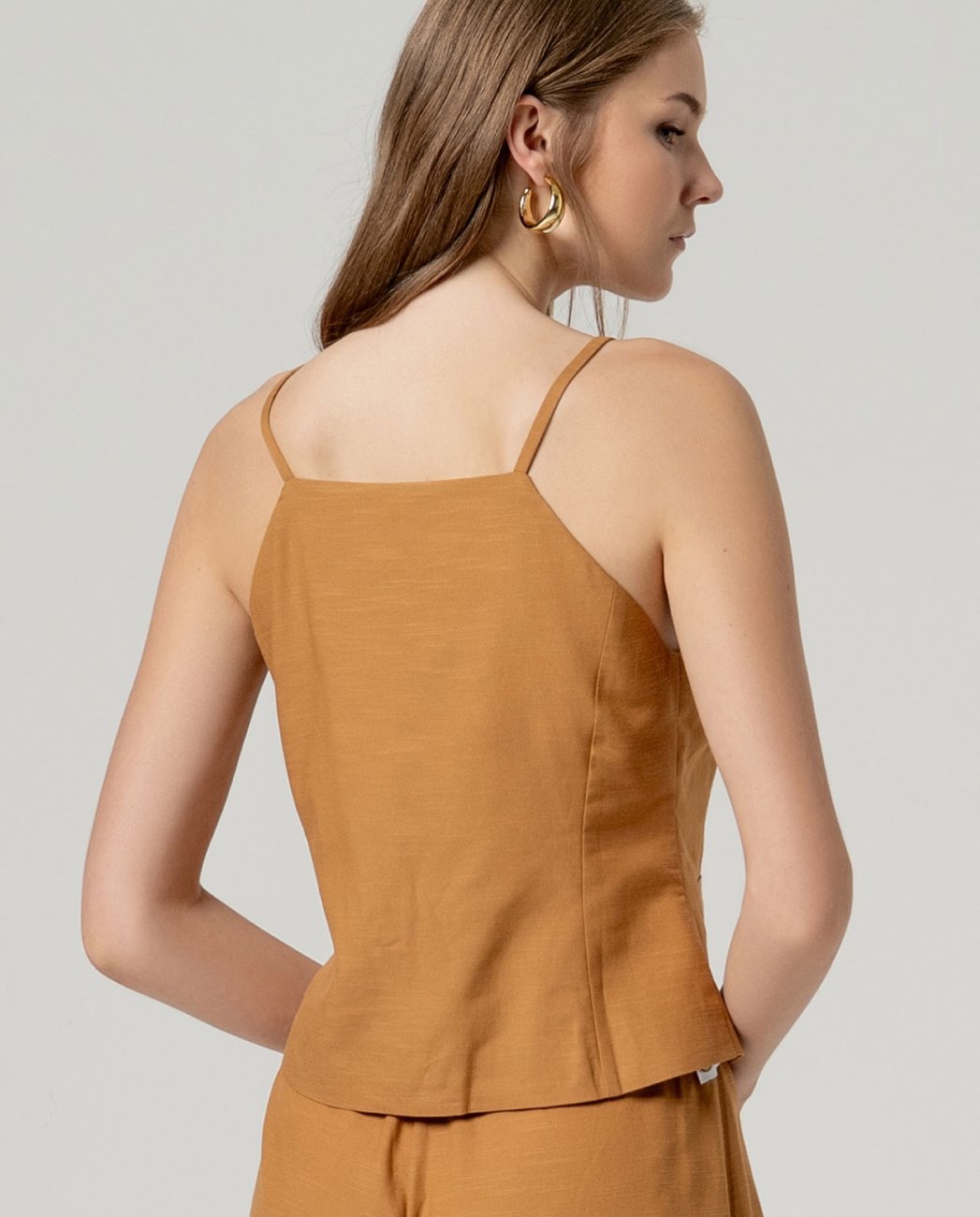 Chaleco largo tirantes Camel - Imagen 2