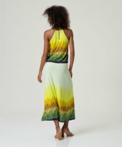 Alternative view of Falda larga con abertura Oliva