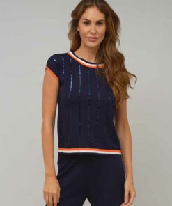 Top cuello barca listado