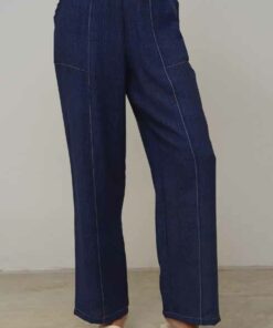 Pantalón estampado denim costura