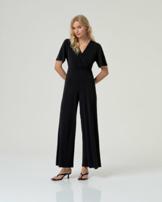 Mono con escote cruzado Negro