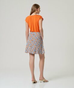 Alternative view of Falda a rodilla con hebilla Azul Empolvado