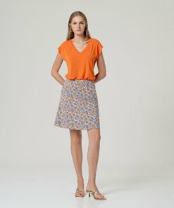 Falda a rodilla con hebilla Azul Empolvado