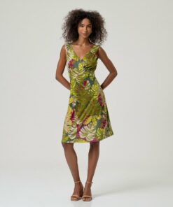 Vestido sin mangas escote cruzado Verde