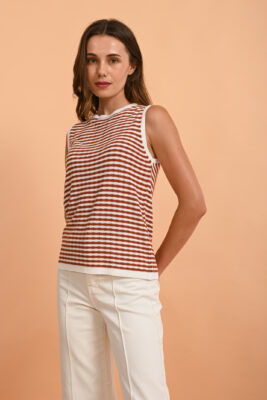 Chaleco rayas bicolor arcilla