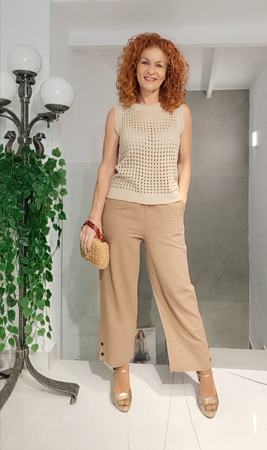 Pantalón blanco camel