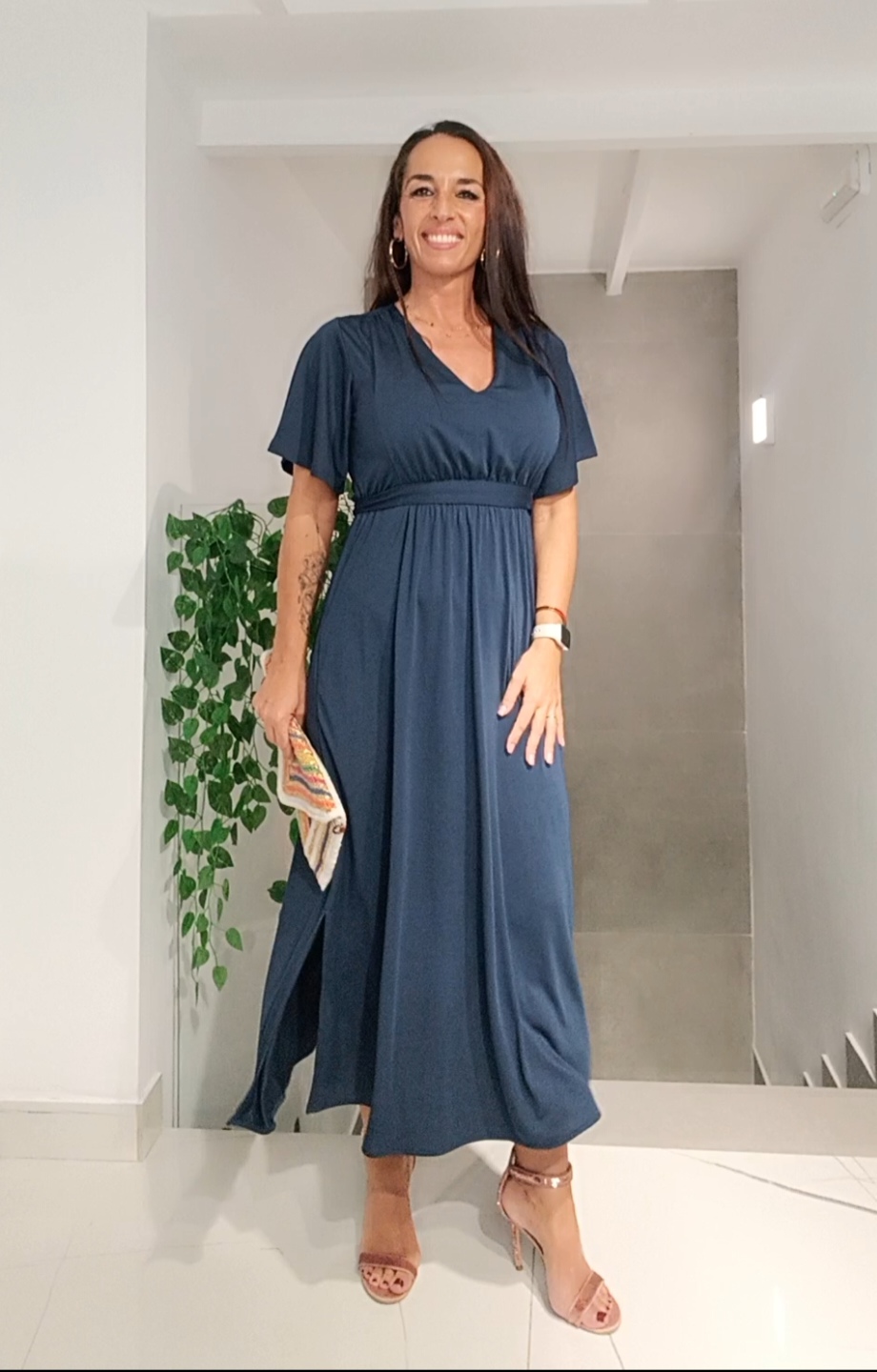 Vestido azul marino largo - Imagen 2