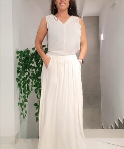 Falda blanca bolsillos