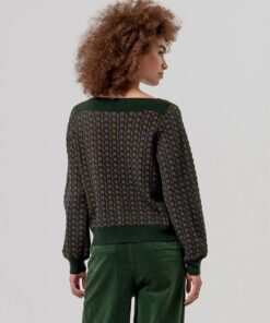 Alternative view of Jersey escote barca con jacquard Kaki