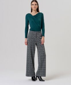 Pantalón ancho con cintura estrecha Gris
