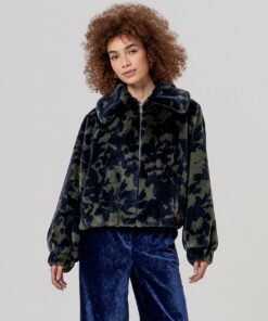 Chaqueta de pelo estampado Marino