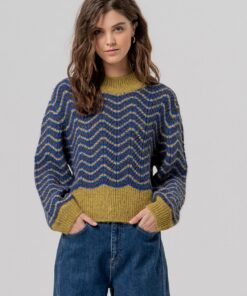 Jersey cuello perkins con ondas Verde