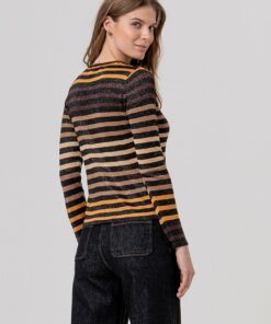 Alternative view of Jersey cuello redondo listado Negro