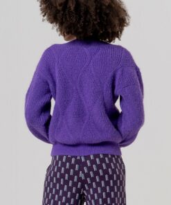 Alternative view of Jersey escote pico con trenzas Morado