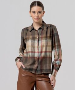 Alternative view of Camisa con frunces en hombros Camel claro