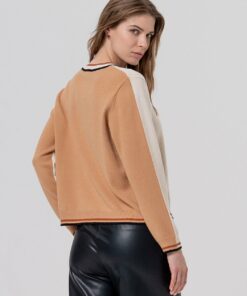 Alternative view of Jersey cuello redodno con contrastes Crudo