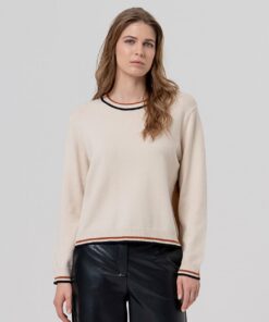 Jersey cuello redodno con contrastes Crudo